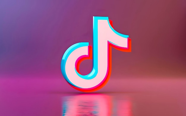 Renderizado en 3D del logotipo de TikTok