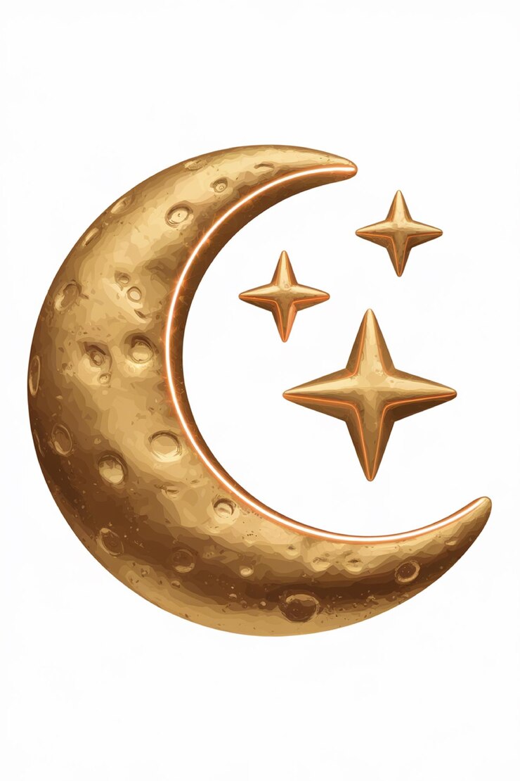 Renderizado en 3D de la luna creciente dorada