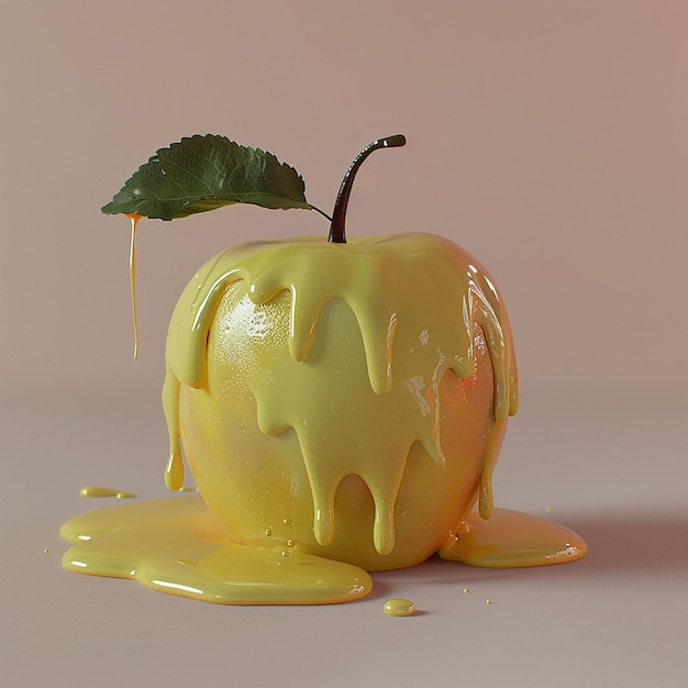 Renderizado en 3D de la manzana derretida