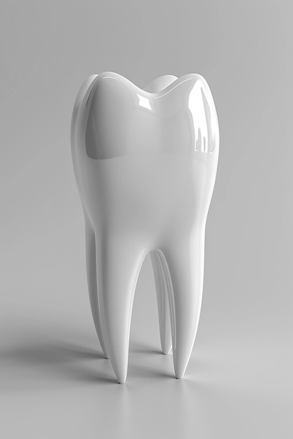 Renderizado en 3D Modelo dental de fondo blanco perspectiva de primer plano de diente blanco de alta resolución