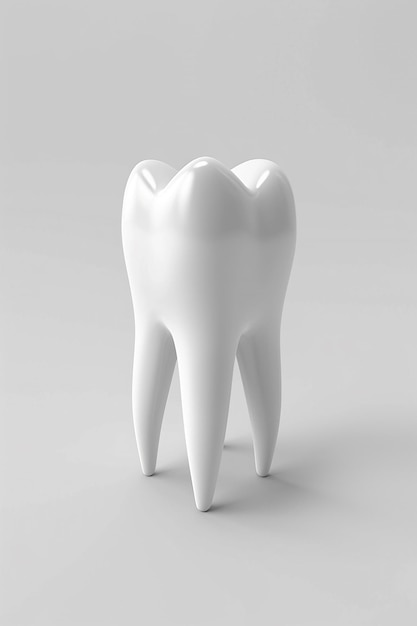 Renderizado en 3D Modelo dental de fondo blanco perspectiva de primer plano de diente blanco de alta resolución