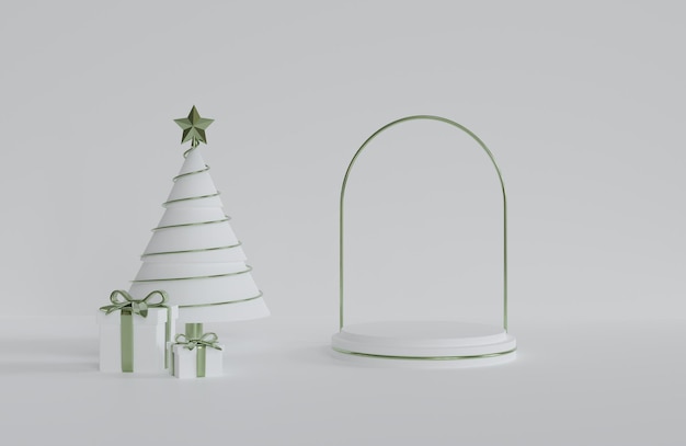 renderizado 3d de navidad verde blanco