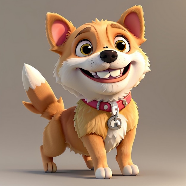 Renderizado en 3D de un perro lindo