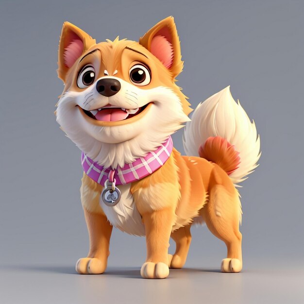 Renderizado en 3D de un perro lindo