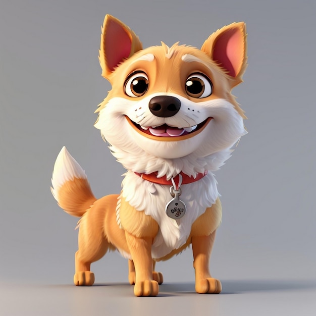 Renderizado en 3D de un perro lindo