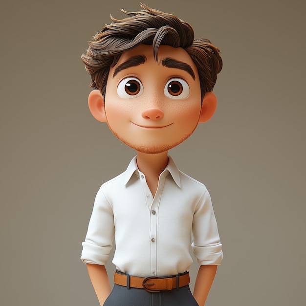 Renderizado en 3D de un personaje de dibujos animados en pie