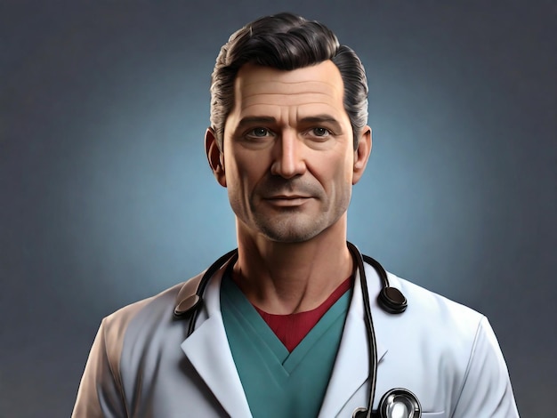 Renderizado en 3D del personaje de Doctor Man