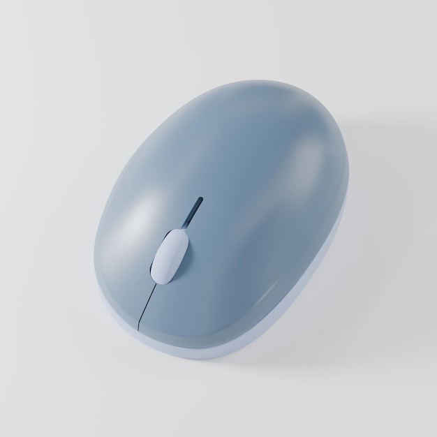 Renderizado en 3D del ratón inalámbrico azul de la vista superior