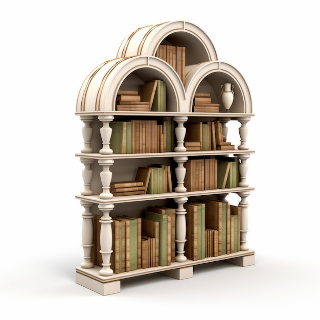 Renderizado 3D realista de la librería de la época otomana de color beige