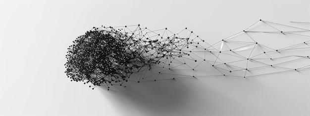 Renderizado en 3D de la red de cerebro negro minimalista