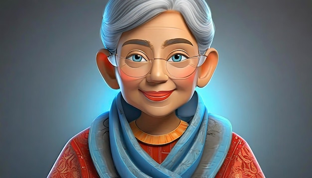 Renderizado en 3D del retrato de una persona mayor