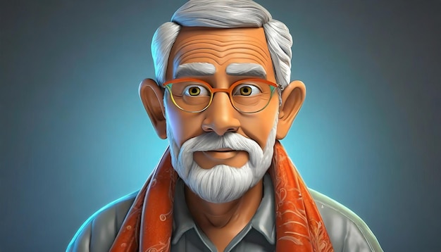 Renderizado en 3D del retrato de una persona mayor