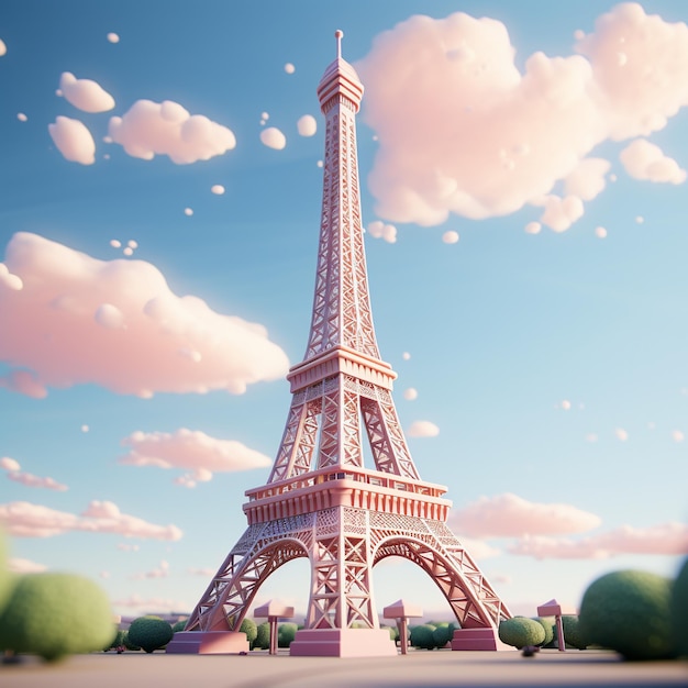 Renderizado en 3D de la Torre Eiffel