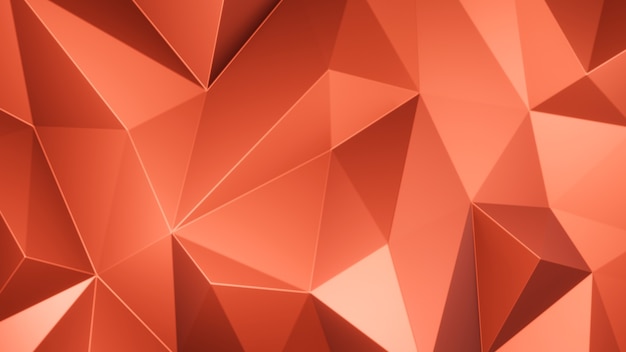 Renderizado en 3d triángulos naranjas polígonos fondo de mosaico abstracto