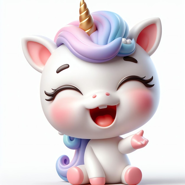 Foto renderizado en 3d de un unicornio de dibujos animados retrato de una sonrisa de un adorable unicornio en el estudio