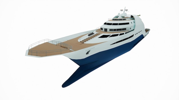 Renderizado en 3D de un yate de lujo moderno