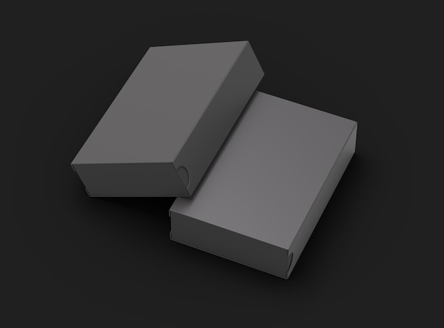 Renderizado de una caja de cajón deslizante rectangular sobre un fondo oscuro