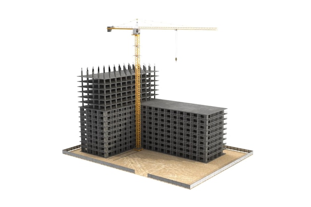 Renderizado completo en 3D del sitio de construcción