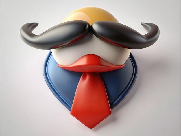 Renderizado de corbata y bigote en 3D