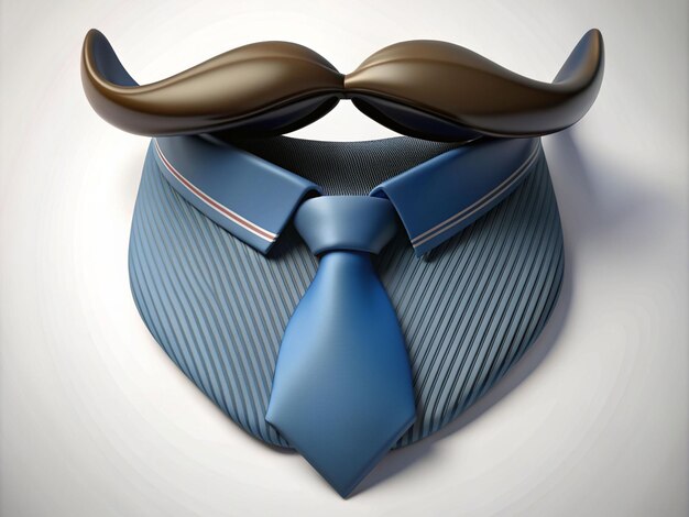 Foto renderizado de corbata y bigote en 3d