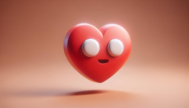 Foto renderizado de emojis de ojos de corazón rojo en 3d