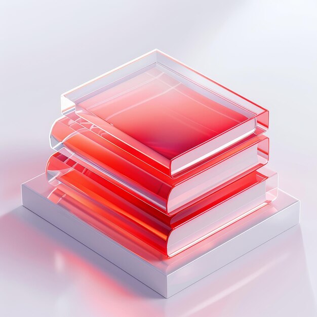 Foto renderizado de la estructura en capas de vidrio rojo abstracto