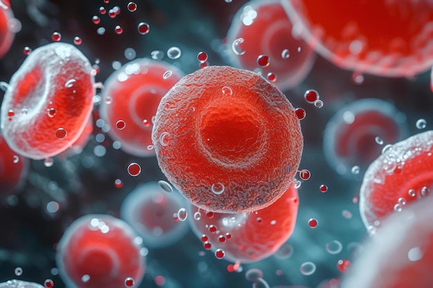 Foto renderizado de glóbulos rojos abstractos