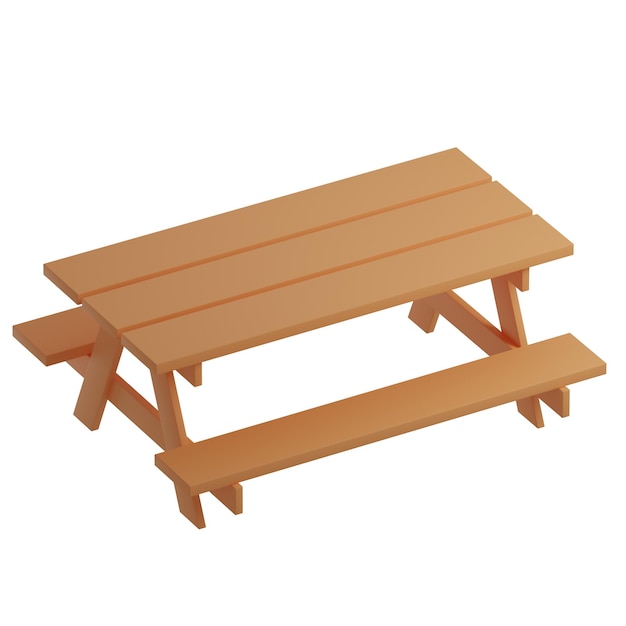 Renderizado de ilustración de icono aislado de mesa de picnic 3D