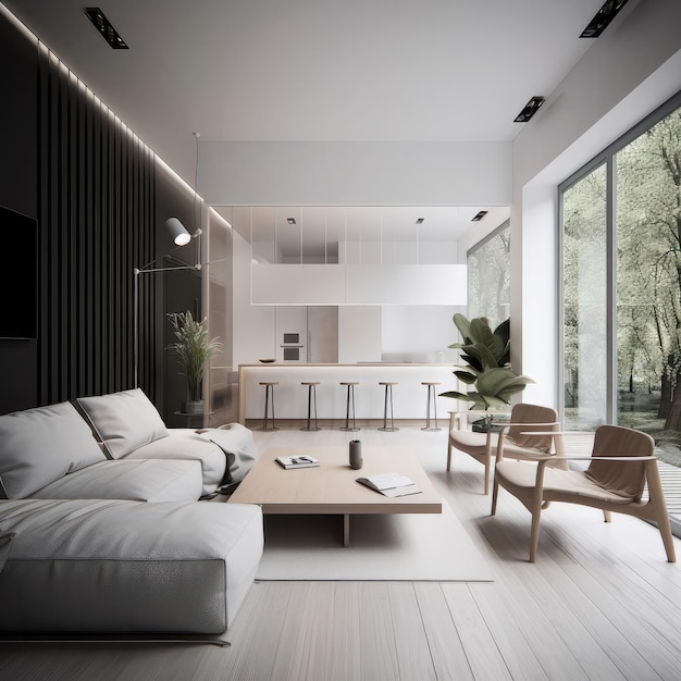 Renderizado de interiores modernos en 3D