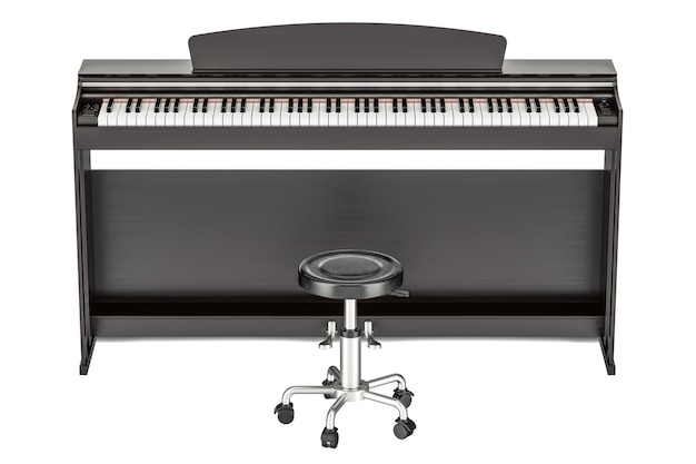 Renderizado de piano digital en 3D