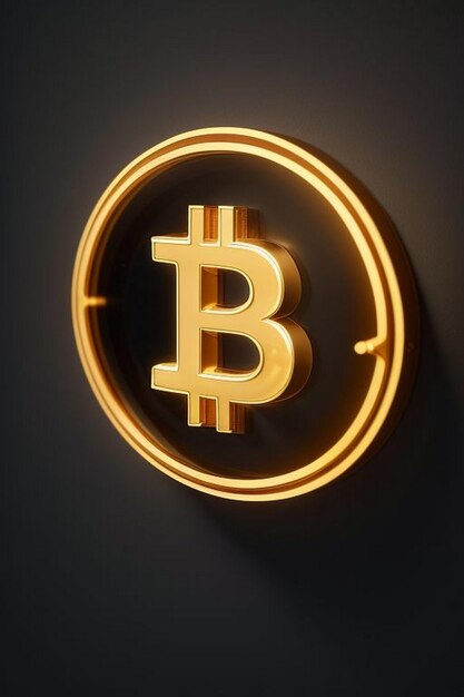 Renderizado tridimensional de un solo Bitcoin dorado