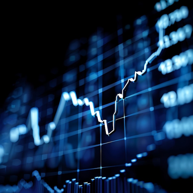 Renderizar un gráfico de línea que representa una tendencia al alza en los precios de las acciones que indica un clima de inversión favorable