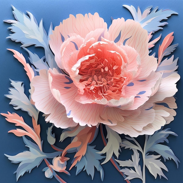 Renderize imagens de flores de design de papel colorido de corte abstrato Generative AI