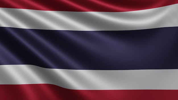 Rendern der thailändischen Flagge flattert im Wind Nahaufnahme Die Nationalflagge Thailands flattert in 4k
