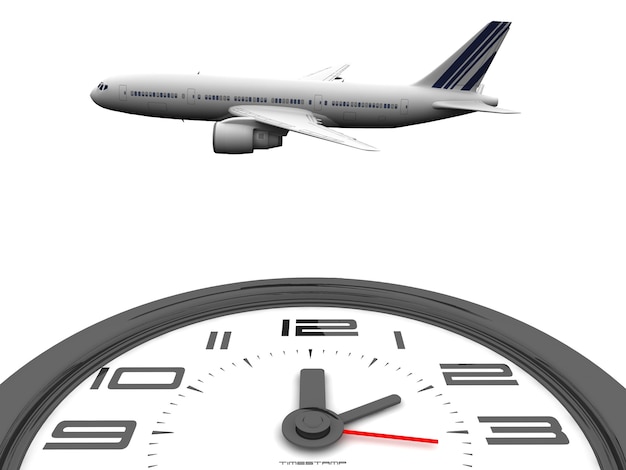 Rendern eines Flugzeugs über einer Uhr