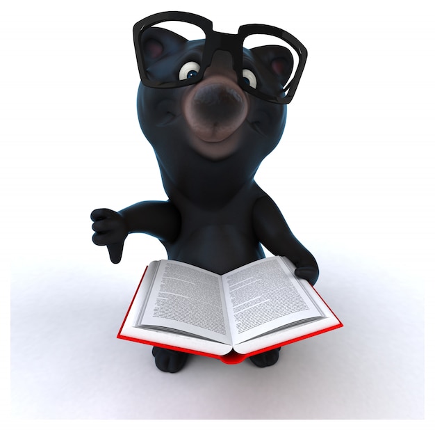 Rendição 3d da leitura bonito do urso