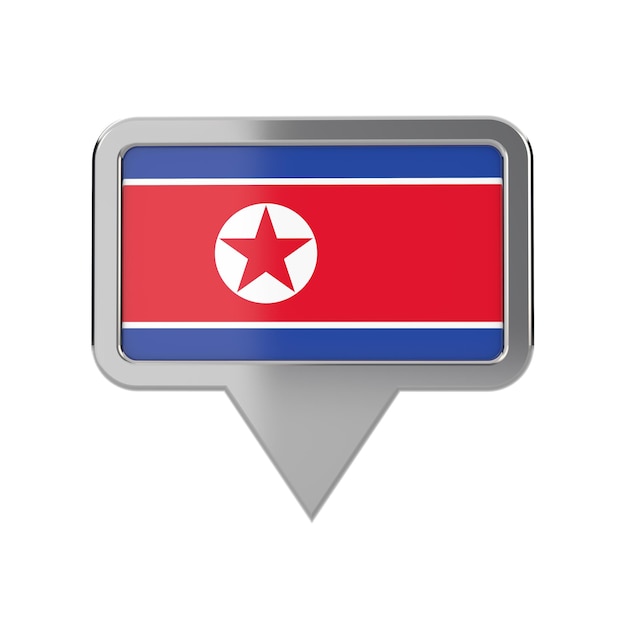 Rendição 3D do ícone do marcador do local da bandeira da Coreia do Norte