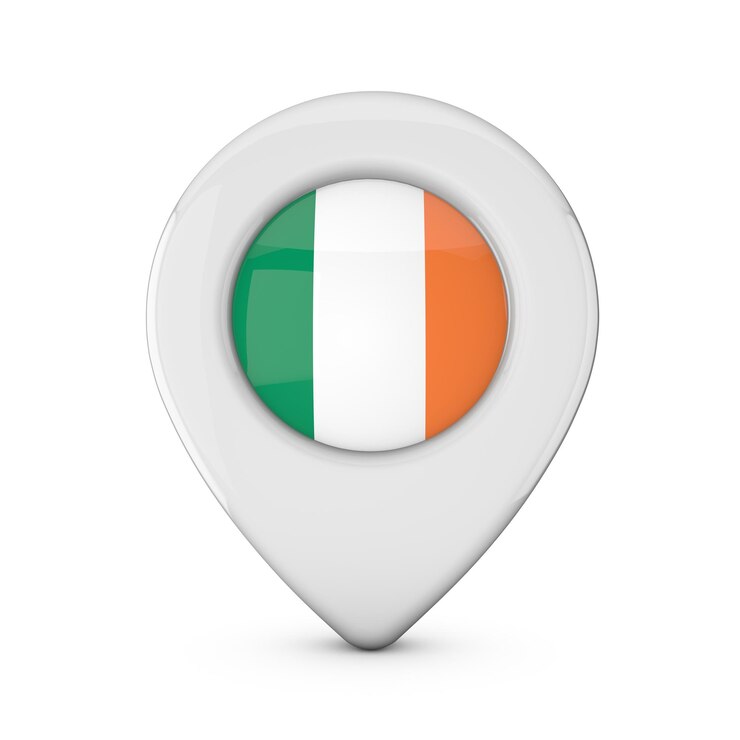 Foto rendição 3d do ícone do marcador do local da bandeira da irlanda