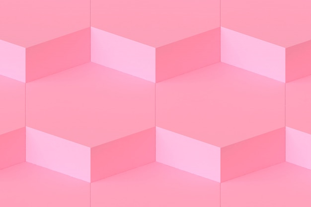 rendição 3d modular do hexágono abstrato mínimo do fundo do rosa