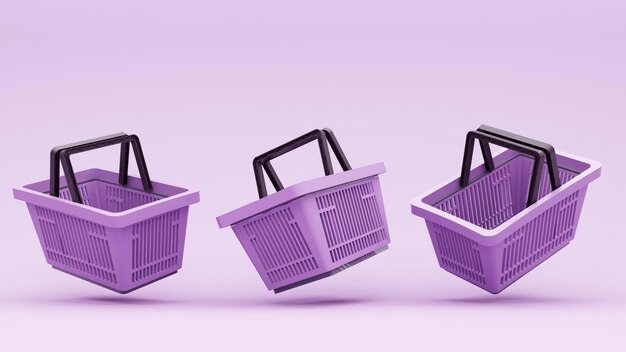 Rendido 3D Compras en línea Compras de bienes a través de una canasta pedidos rápidos