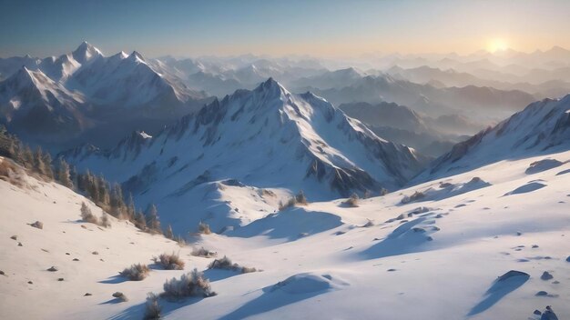 Rendimiento 3D de nieve montaña terreno blanco ambiente frío