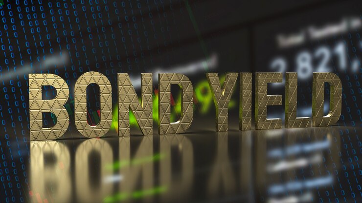 Foto el rendimiento del bono de texto dorado para la representación 3d del concepto de negocio