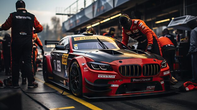 Rennwagen beim Boxenstopp des Grand Prix auf dem International Circuit Generative AI