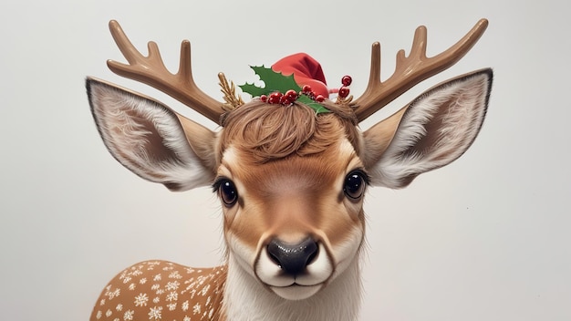 El reno de Papá Noel tirando del trineo en la nieve