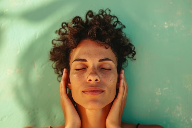 Foto renovação tranquila mulheres satisfação em massagem verde