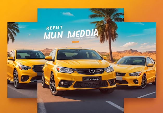 Foto rent a car social media post and web banner or instagram post bundle template