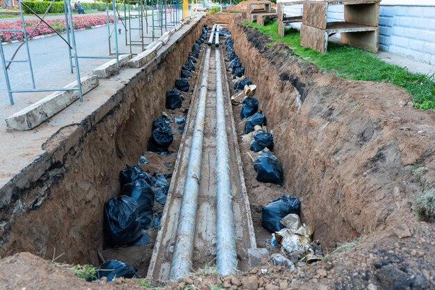 Reparação de tubos de aquecimento central na Rússia