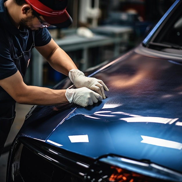 Reparación del panel de la puerta del coche del garaje