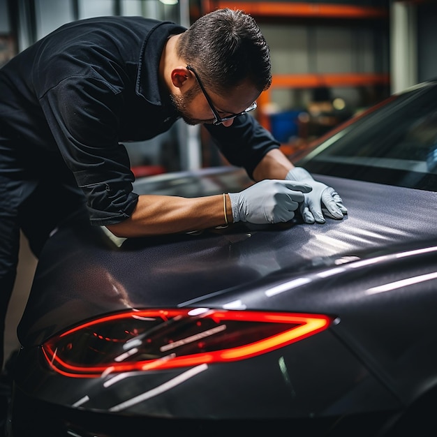 Reparación del panel de la puerta del coche del garaje