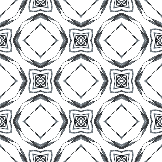 Repetición de borde dibujado a mano a rayas. Diseño de verano boho chic inmaculado en blanco y negro. Impresión increíble lista para textiles, tela para trajes de baño, papel tapiz, envoltura. Diseño dibujado a mano a rayas.